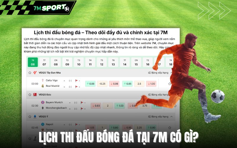 Lịch thi đấu bóng đá tại 7M có gì?